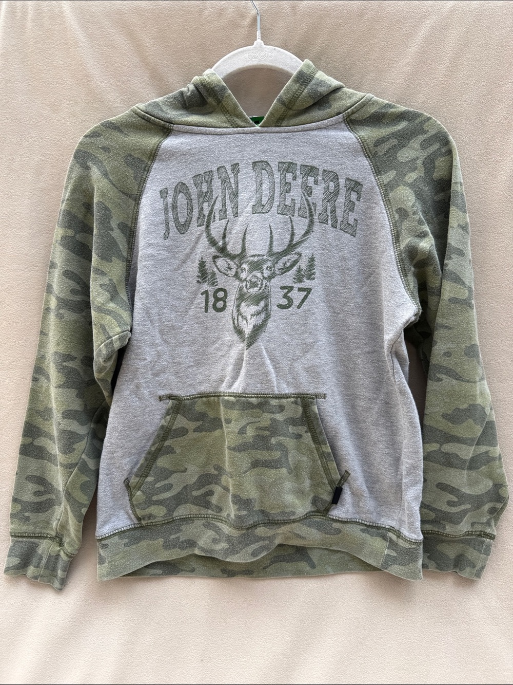 John Deere Green Camo & Heather Gray Hooded Pullover